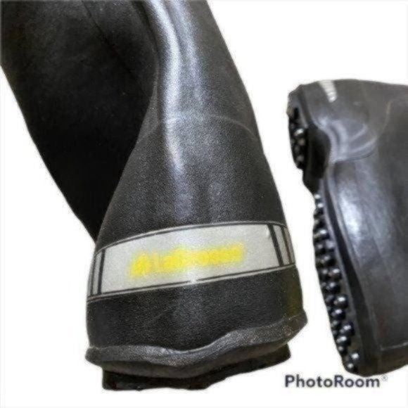 LaCrosse Buckle Deep Heel Waterproof Boots Mens Size 11 Black Rubber Overshoe Tr - Picture 4 of 10